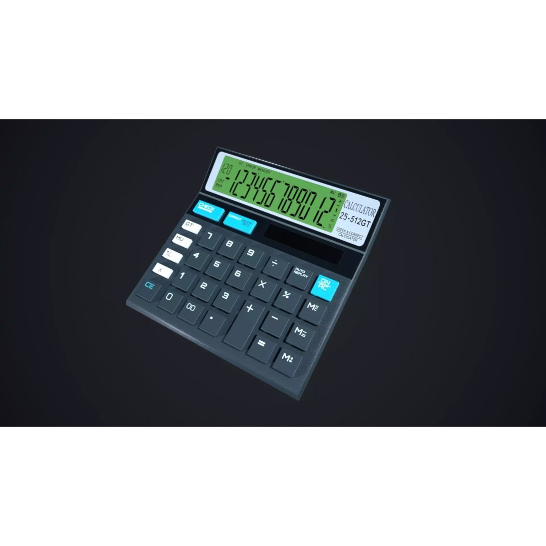 Calculator 3D Model – Low Poly Game Ready Asset, FBX, OBJ, Blender - View 2