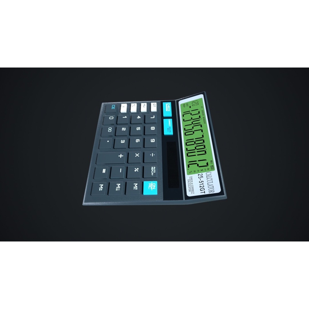 Calculator 3D Model – Low Poly Game Ready Asset, FBX, OBJ, Blender - View 3