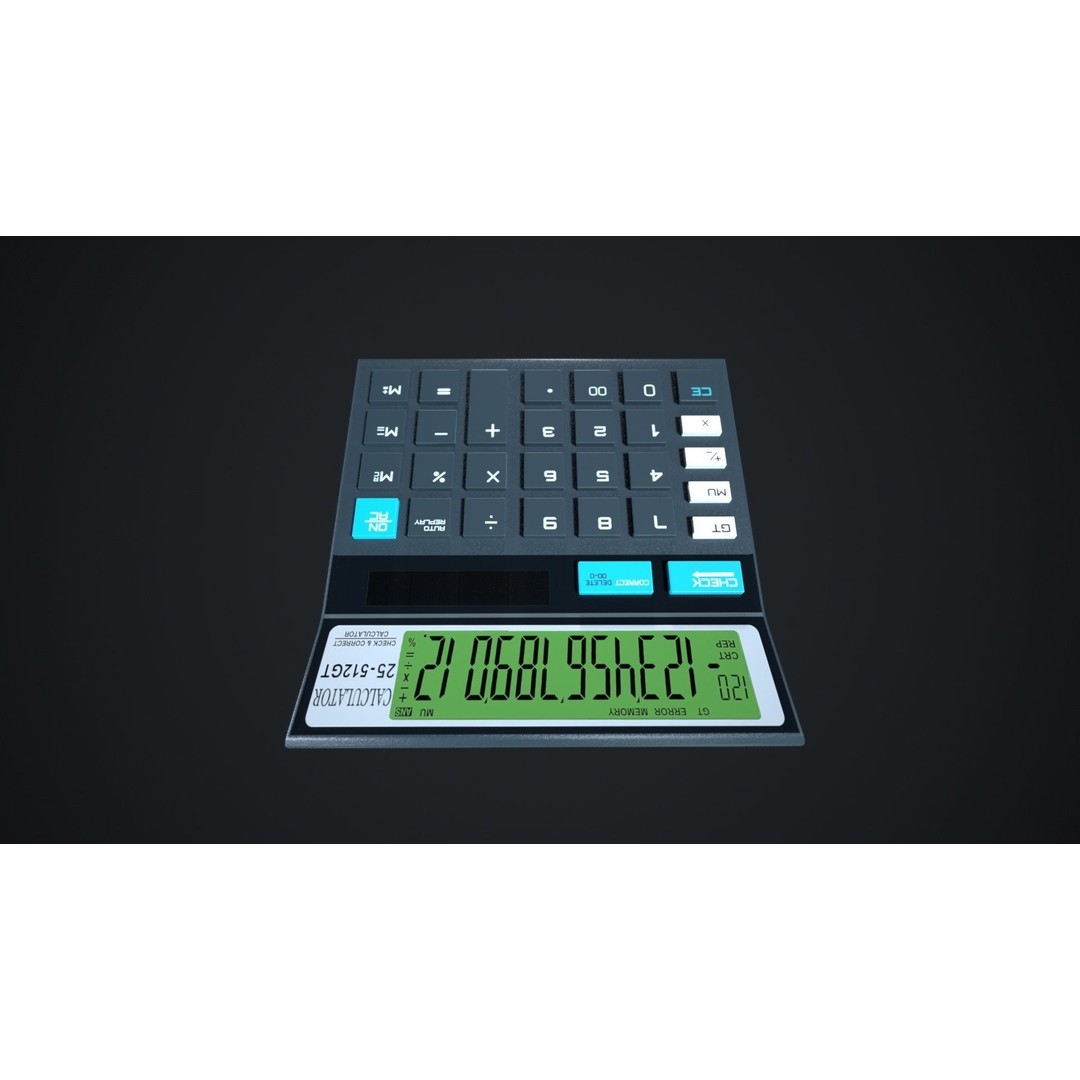 Calculator 3D Model – Low Poly Game Ready Asset, FBX, OBJ, Blender - View 5