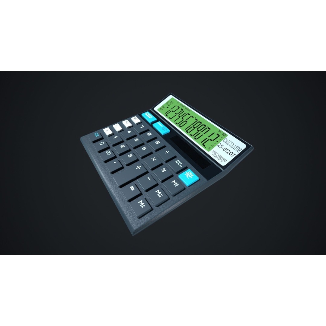 Calculator 3D Model – Low Poly Game Ready Asset, FBX, OBJ, Blender - View 6