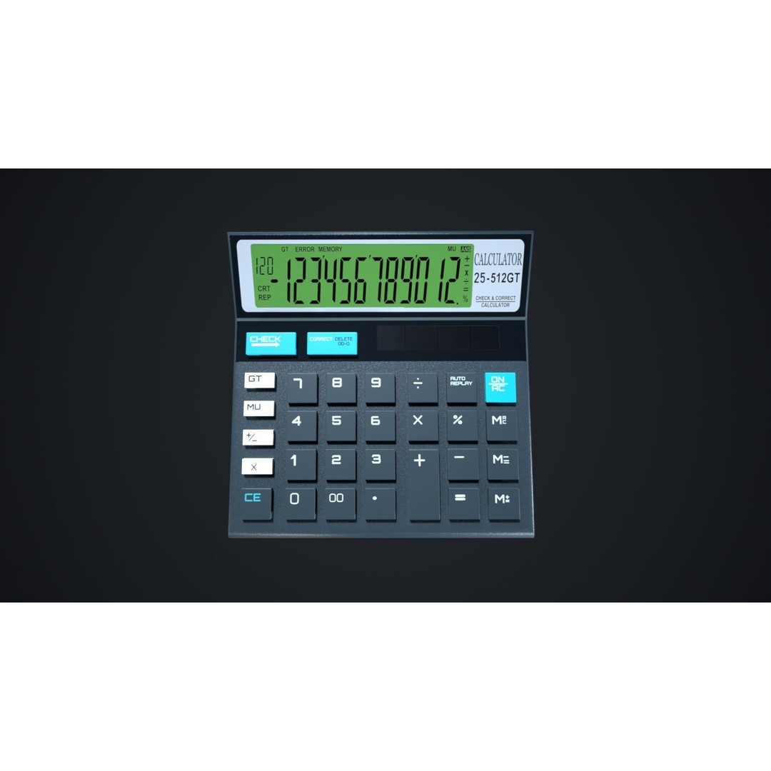 Calculator 3D Model – Low Poly Game Ready Asset, FBX, OBJ, Blender - View 7