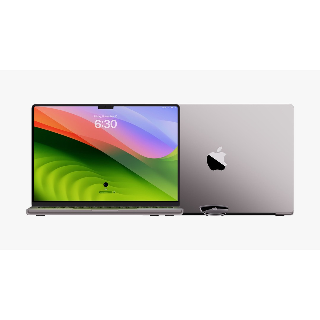 Apple MacBook Pro 14 ft 2023 3D Model – Detailed Computer Asset, PBR Textures - View 11