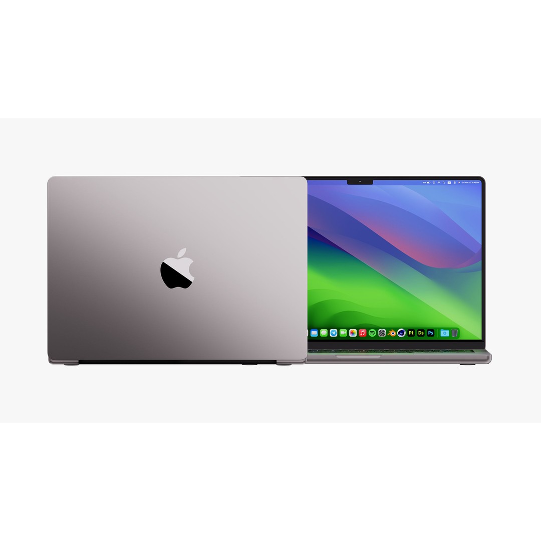 Apple MacBook Pro 14 ft 2023 3D Model – Detailed Computer Asset, PBR Textures - View 14