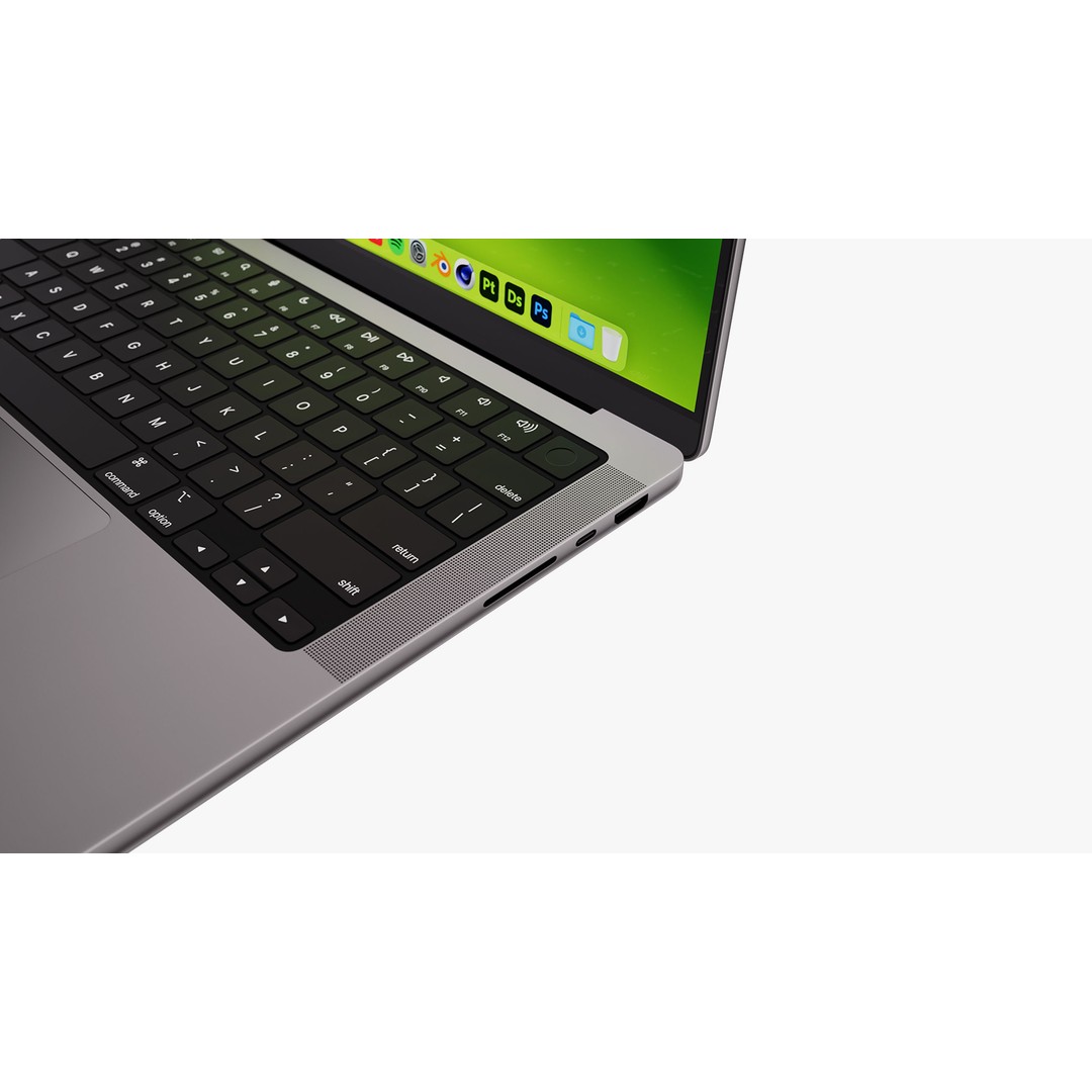 Apple MacBook Pro 14 ft 2023 3D Model – Detailed Computer Asset, PBR Textures - View 30