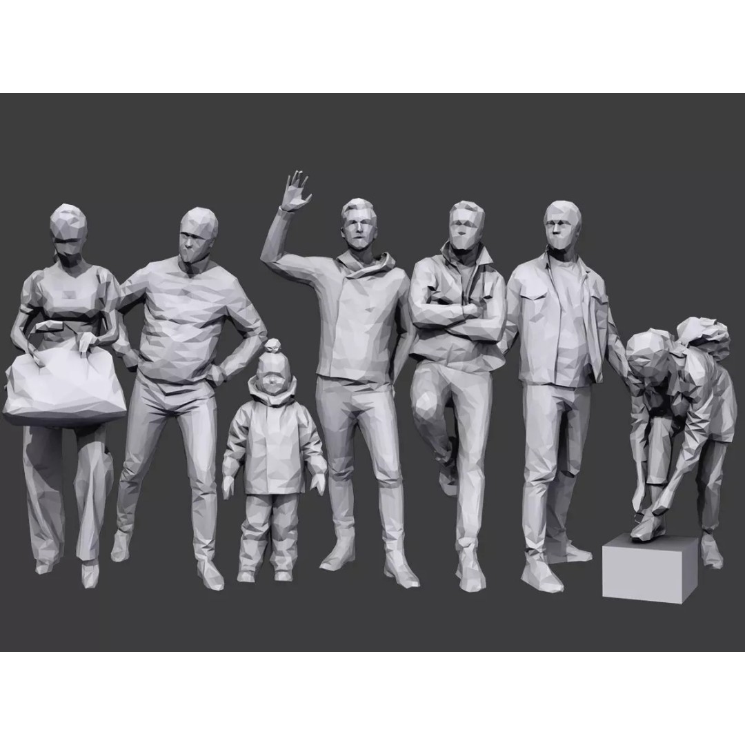 Casual Characters 3D Model – Low Poly Stylized People Pack, FBX - View 2