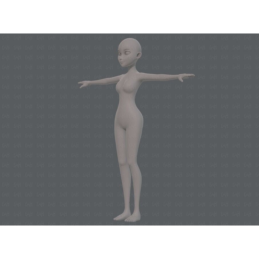 Base Mesh Woman 3D Model – Low Poly Cartoon Character for Animation - View 10
