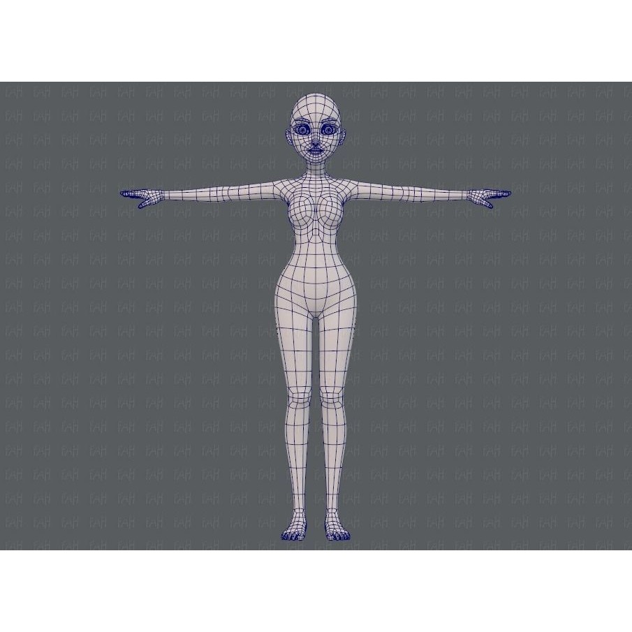 Base Mesh Woman 3D Model – Low Poly Cartoon Character for Animation - View 11
