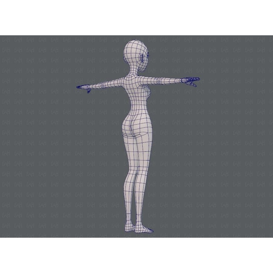 Base Mesh Woman 3D Model – Low Poly Cartoon Character for Animation - View 14