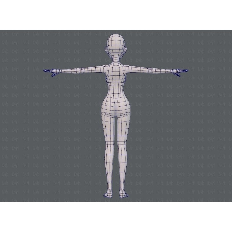 Base Mesh Woman 3D Model – Low Poly Cartoon Character for Animation - View 15