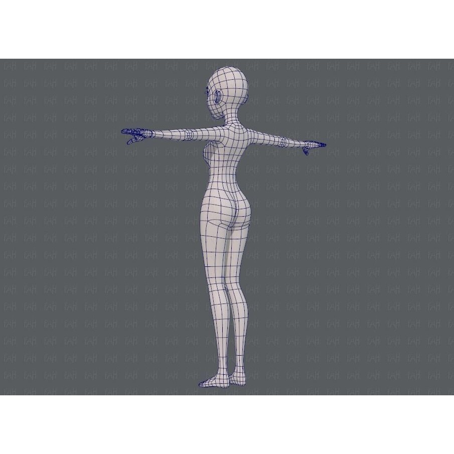 Base Mesh Woman 3D Model – Low Poly Cartoon Character for Animation - View 16