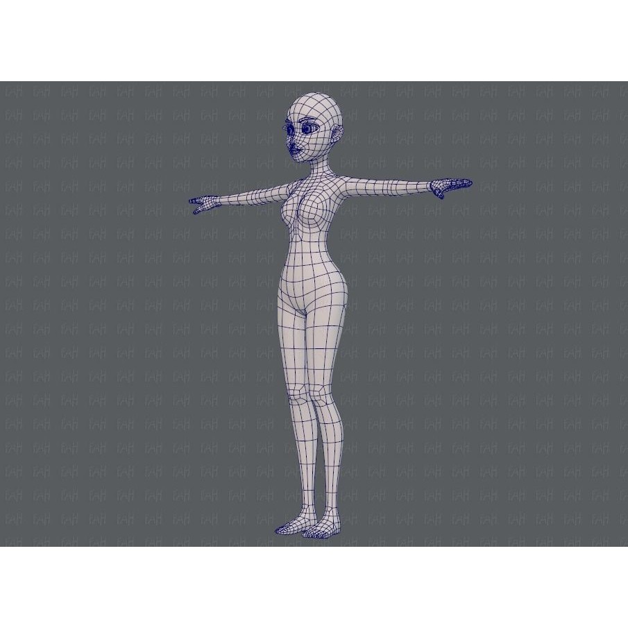 Base Mesh Woman 3D Model – Low Poly Cartoon Character for Animation - View 18