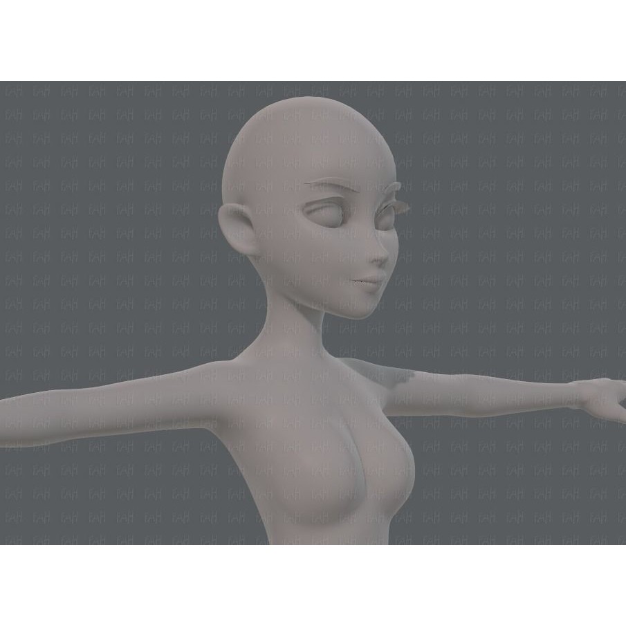 Base Mesh Woman 3D Model – Low Poly Cartoon Character for Animation - View 20