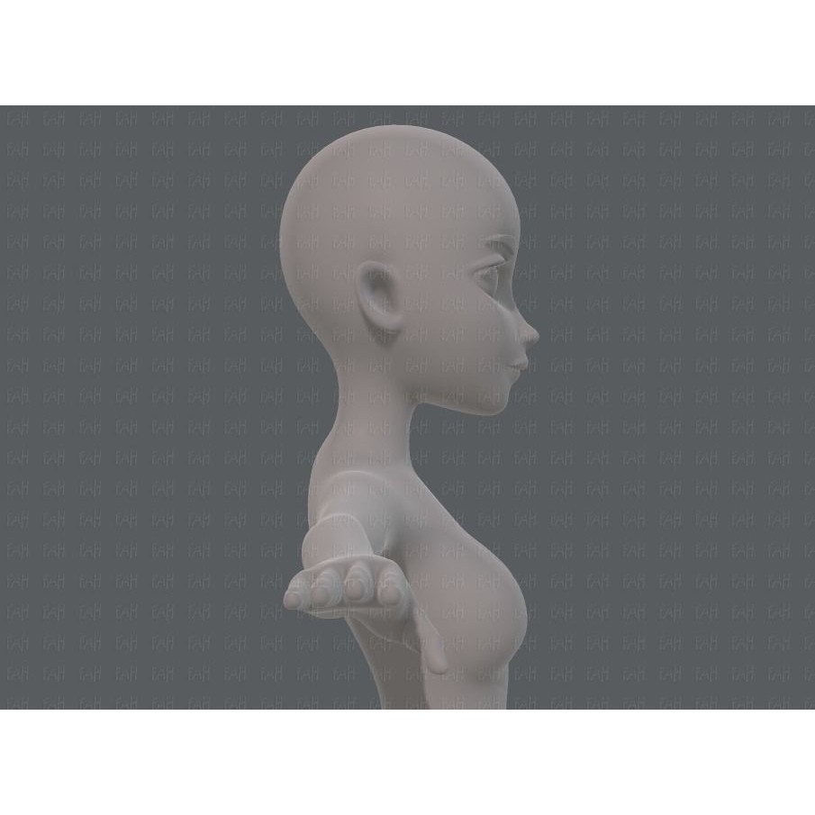 Base Mesh Woman 3D Model – Low Poly Cartoon Character for Animation - View 21