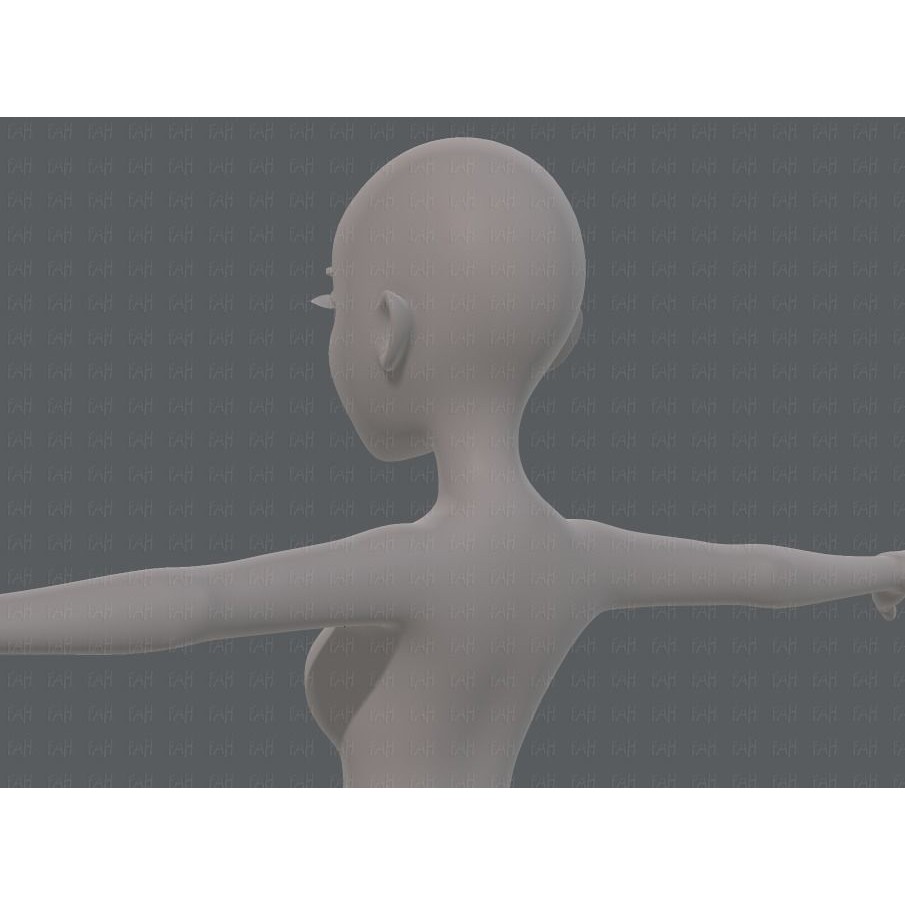 Base Mesh Woman 3D Model – Low Poly Cartoon Character for Animation - View 24