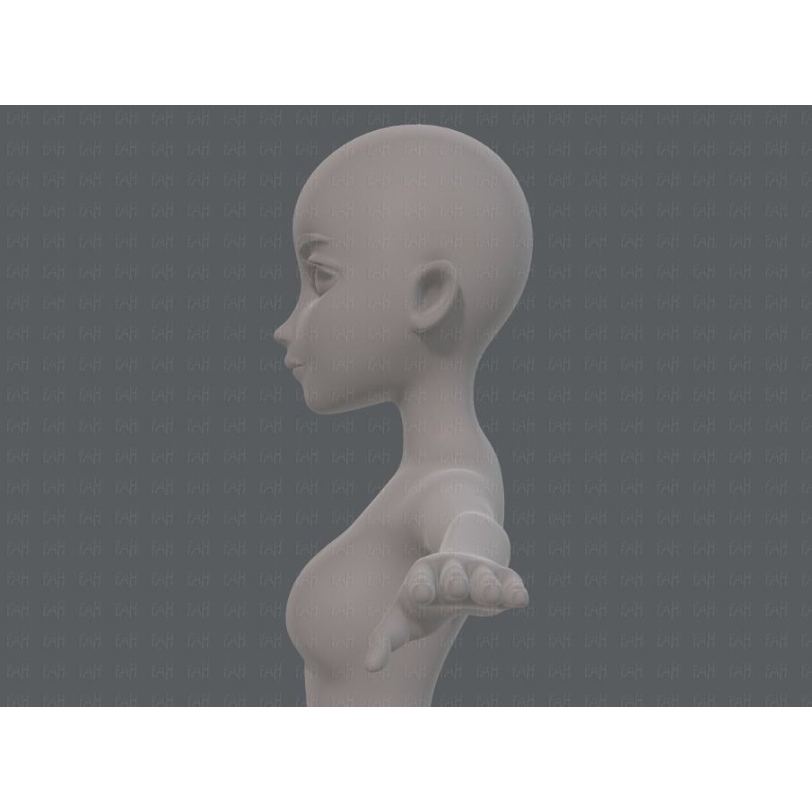 Base Mesh Woman 3D Model – Low Poly Cartoon Character for Animation - View 25