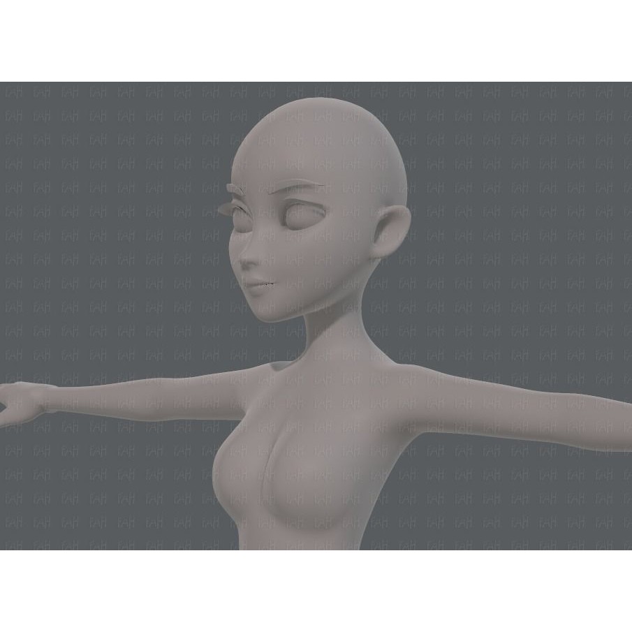 Base Mesh Woman 3D Model – Low Poly Cartoon Character for Animation - View 26