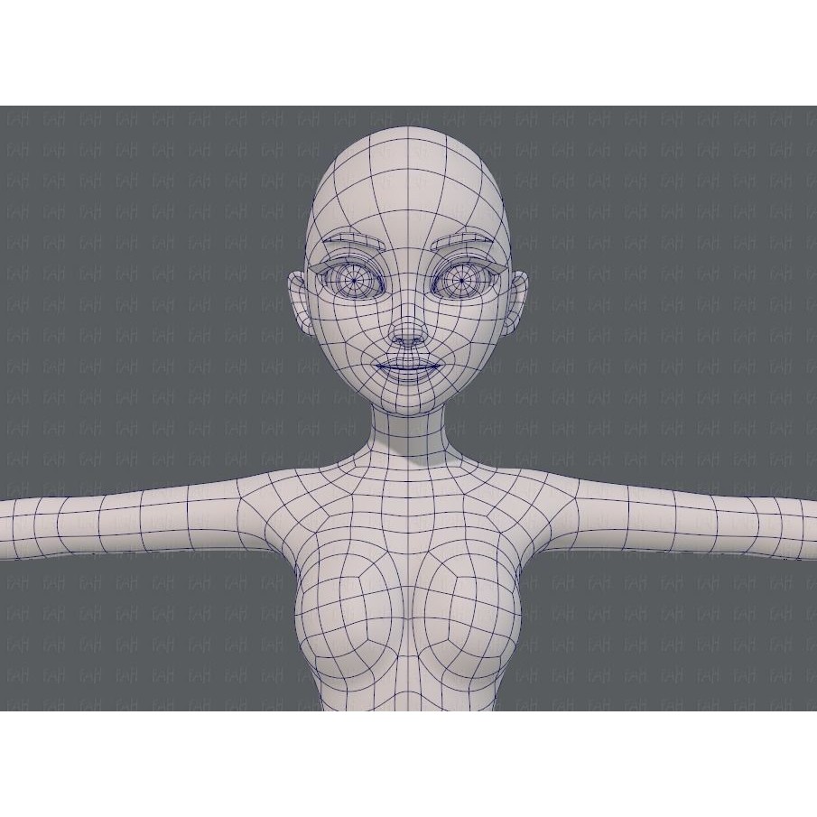 Base Mesh Woman 3D Model – Low Poly Cartoon Character for Animation - View 27