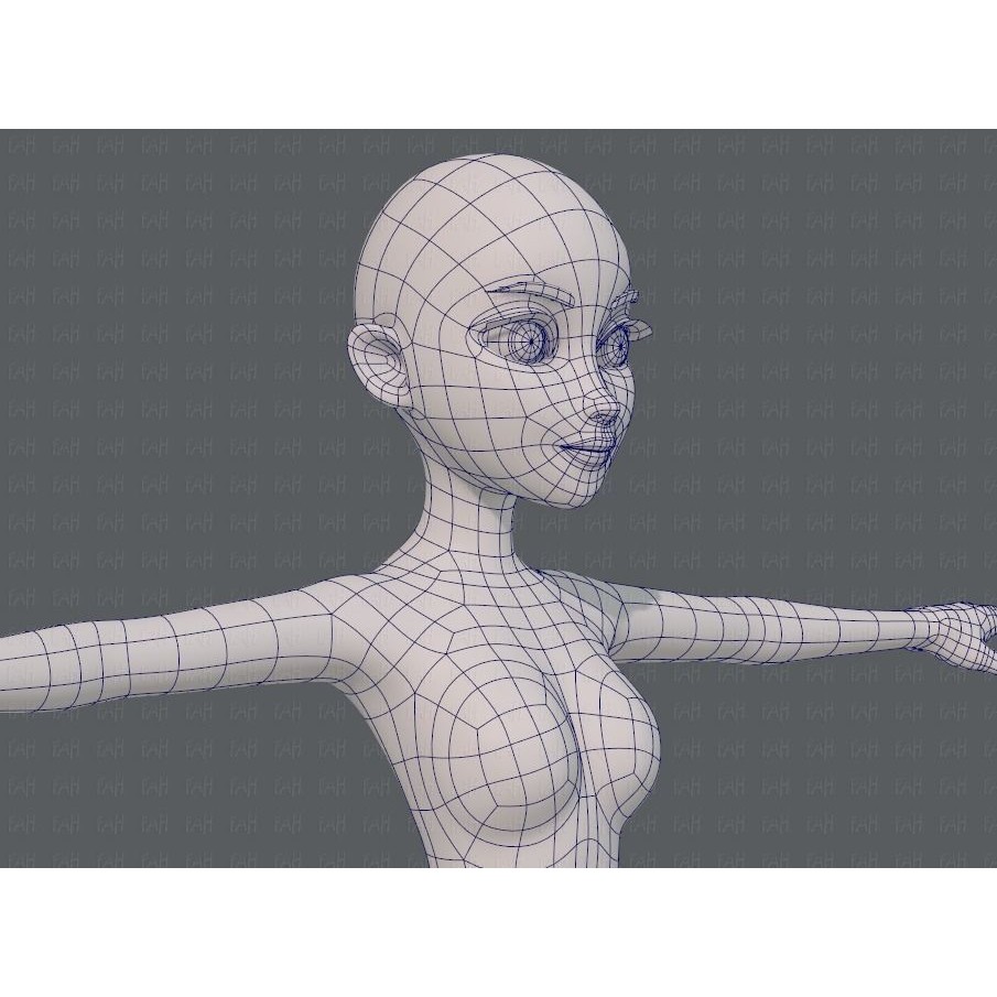 Base Mesh Woman 3D Model – Low Poly Cartoon Character for Animation - View 28