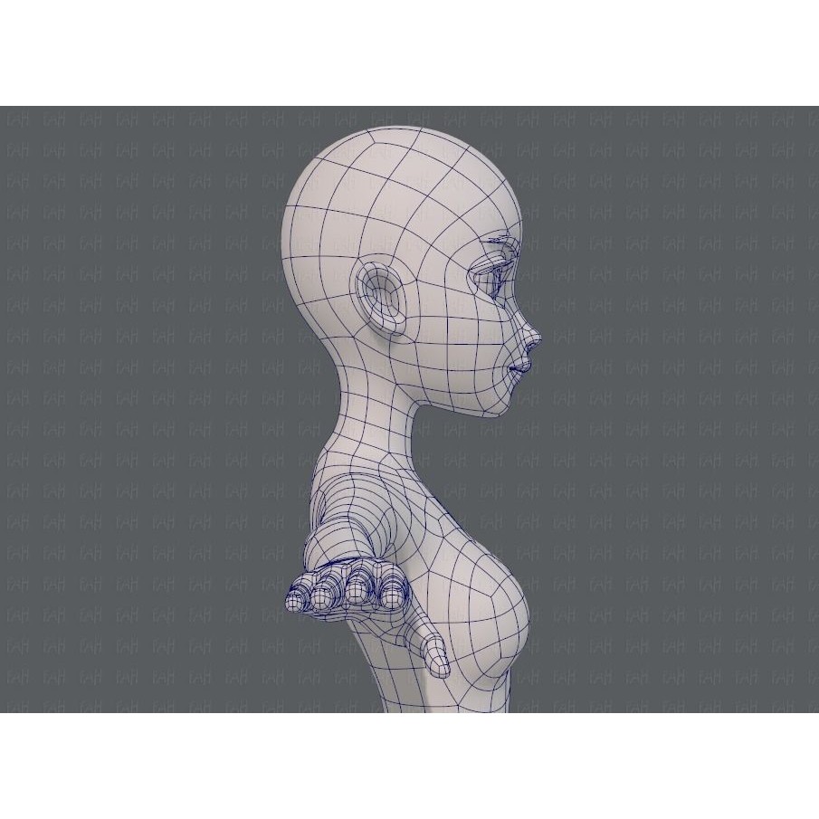 Base Mesh Woman 3D Model – Low Poly Cartoon Character for Animation - View 29