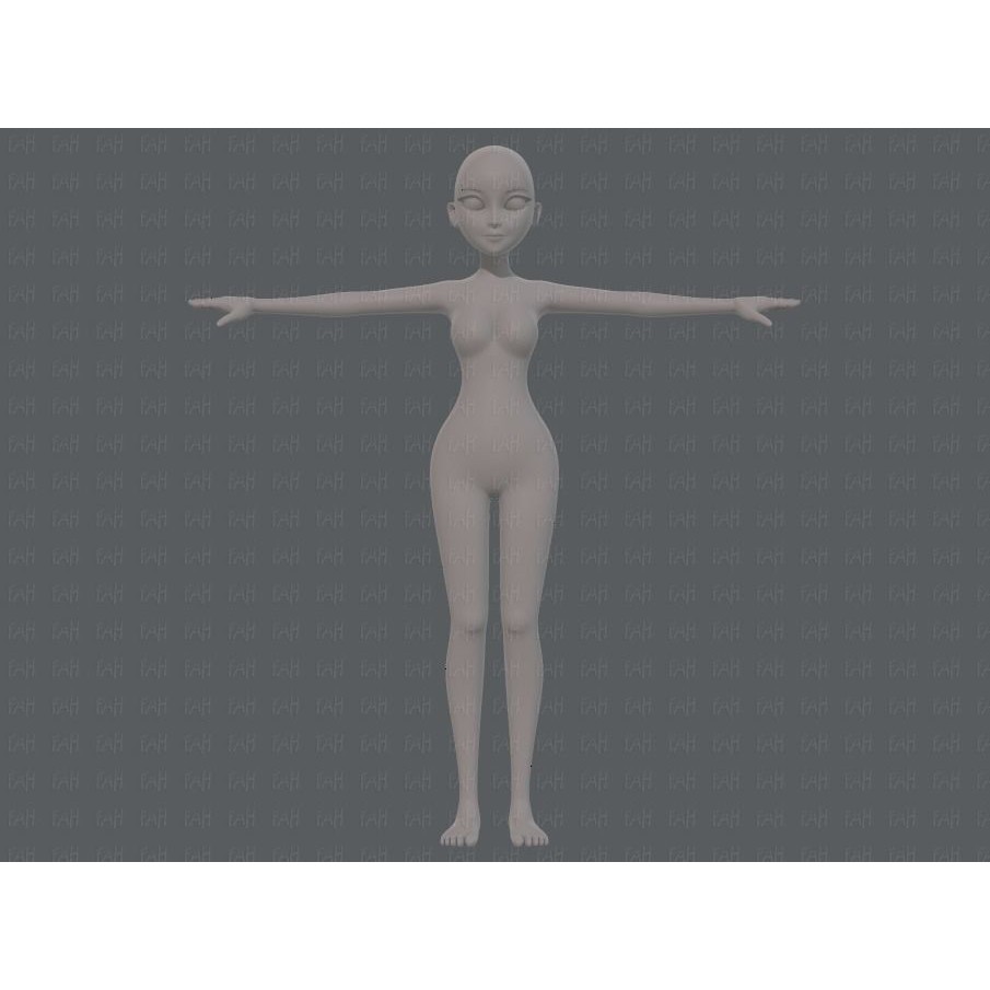 Base Mesh Woman 3D Model – Low Poly Cartoon Character for Animation - View 3