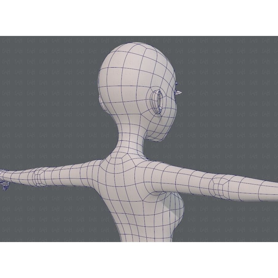 Base Mesh Woman 3D Model – Low Poly Cartoon Character for Animation - View 30