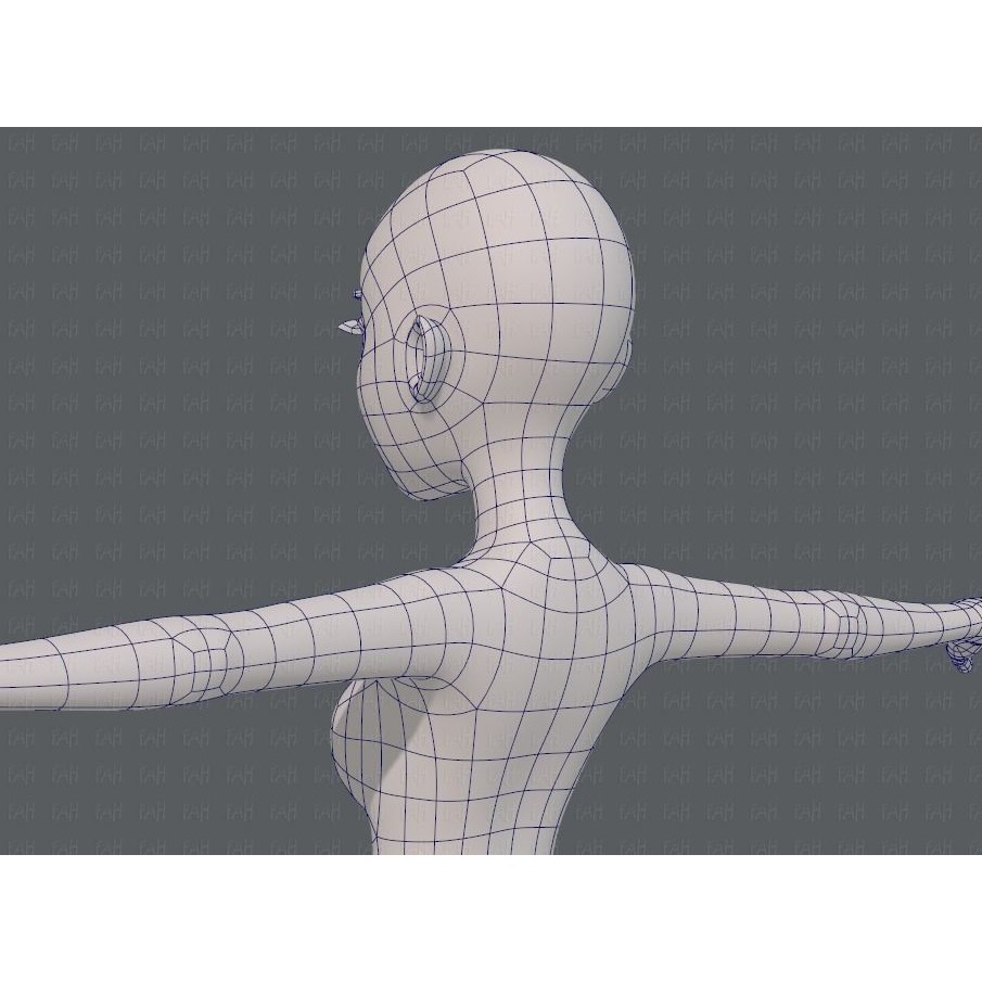 Base Mesh Woman 3D Model – Low Poly Cartoon Character for Animation - View 32