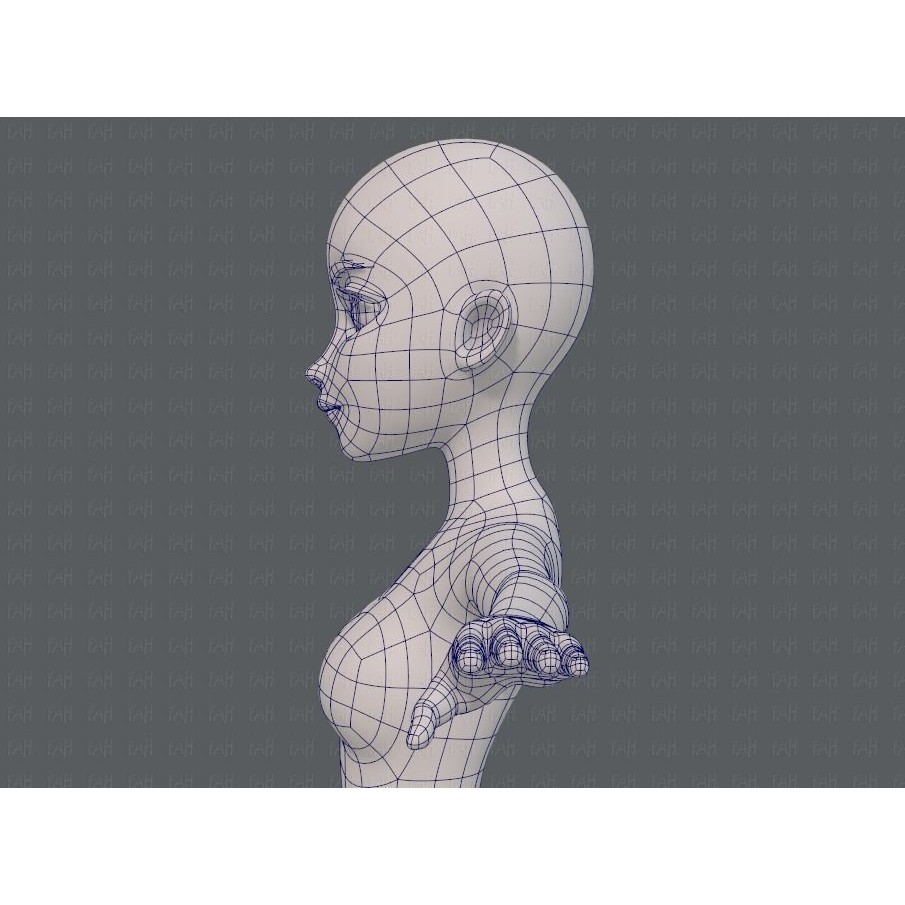 Base Mesh Woman 3D Model – Low Poly Cartoon Character for Animation - View 33
