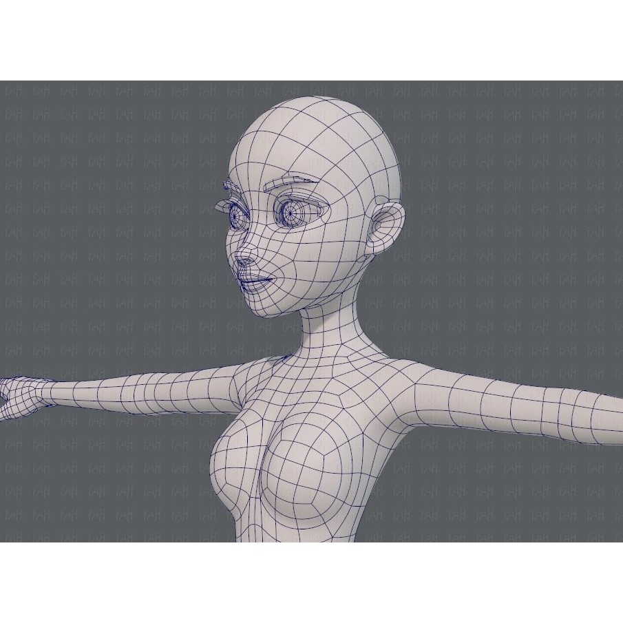 Base Mesh Woman 3D Model – Low Poly Cartoon Character for Animation - View 34