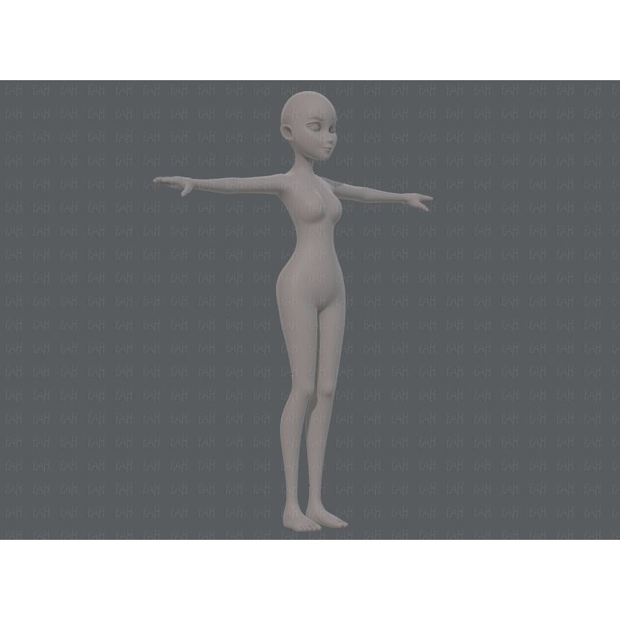 Base Mesh Woman 3D Model – Low Poly Cartoon Character for Animation - View 4