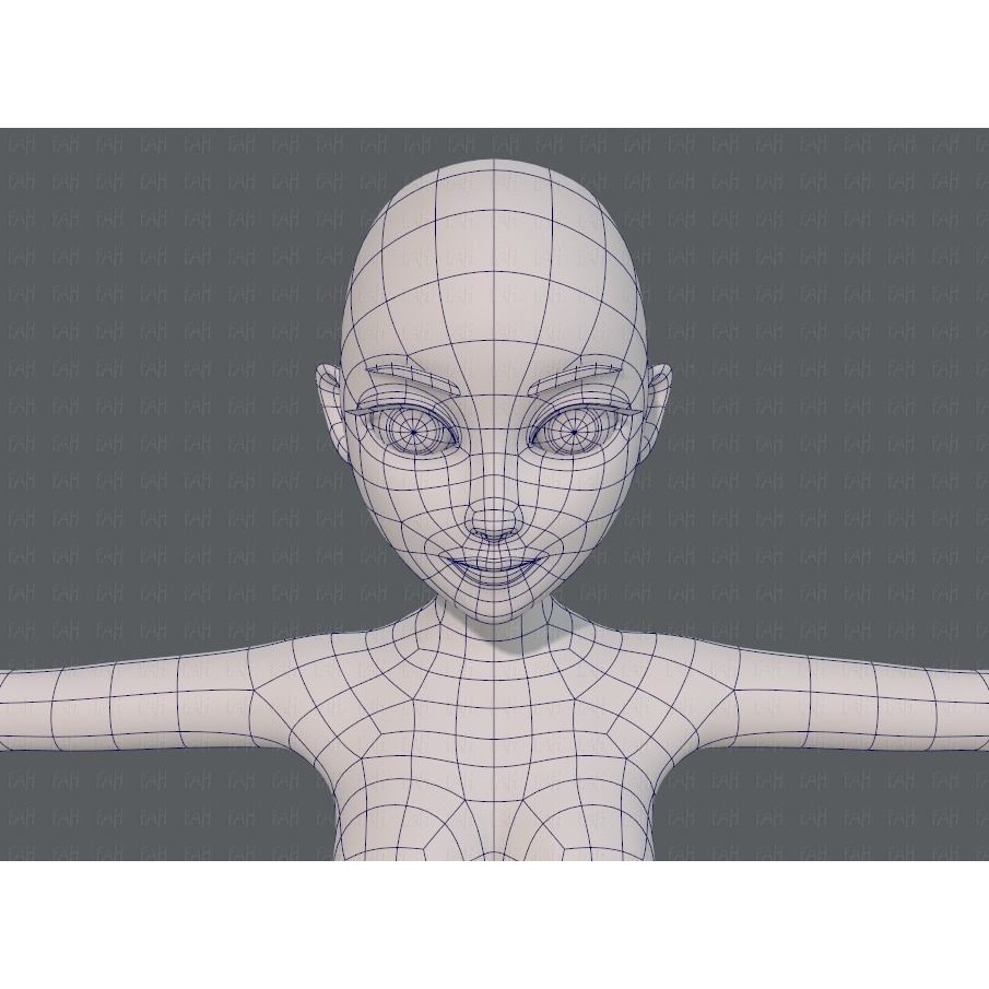 Base Mesh Woman 3D Model – Low Poly Cartoon Character for Animation - View 44