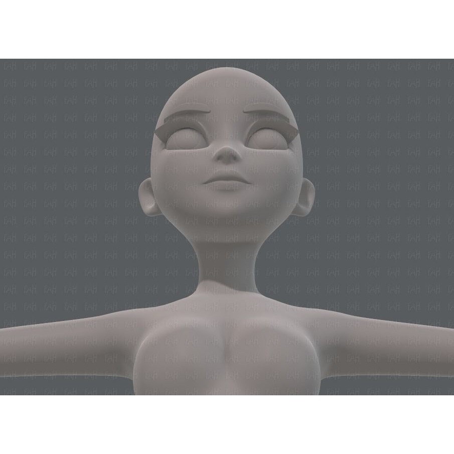 Base Mesh Woman 3D Model – Low Poly Cartoon Character for Animation - View 45