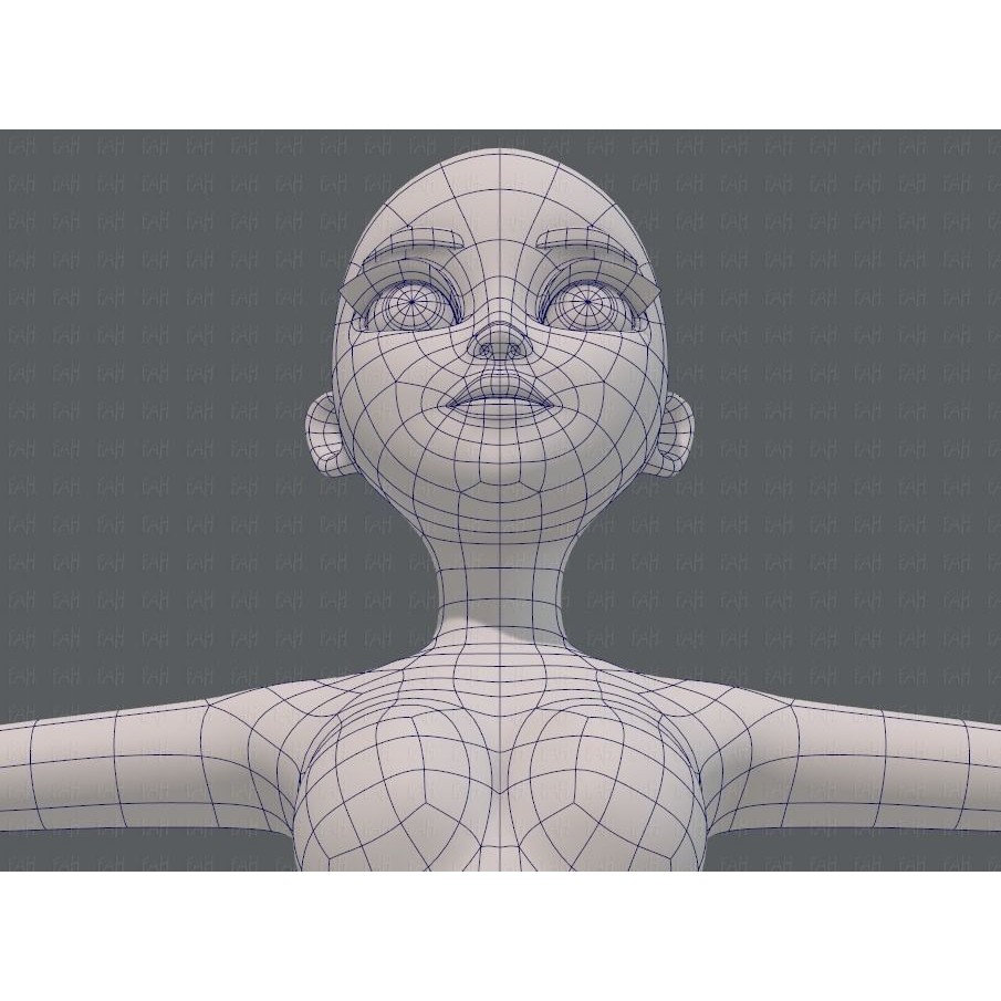 Base Mesh Woman 3D Model – Low Poly Cartoon Character for Animation - View 46