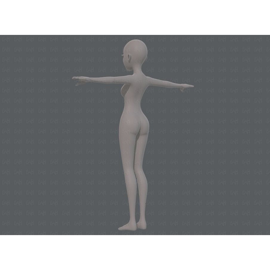 Base Mesh Woman 3D Model – Low Poly Cartoon Character for Animation - View 8