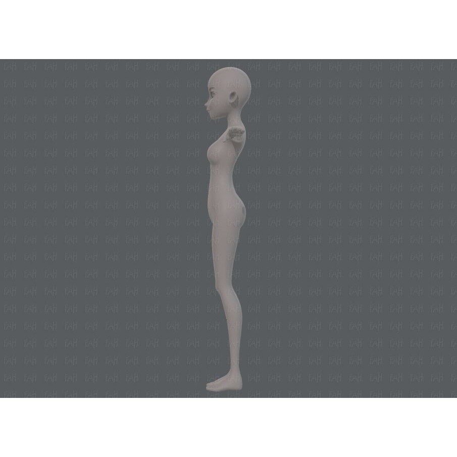 Base Mesh Woman 3D Model – Low Poly Cartoon Character for Animation - View 9