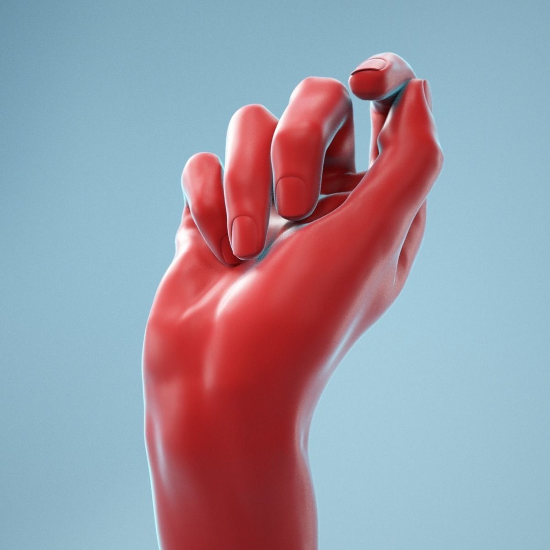 Relaxed Fist 3D Model – High Poly Realistic Hand, FBX, OBJ - View 3