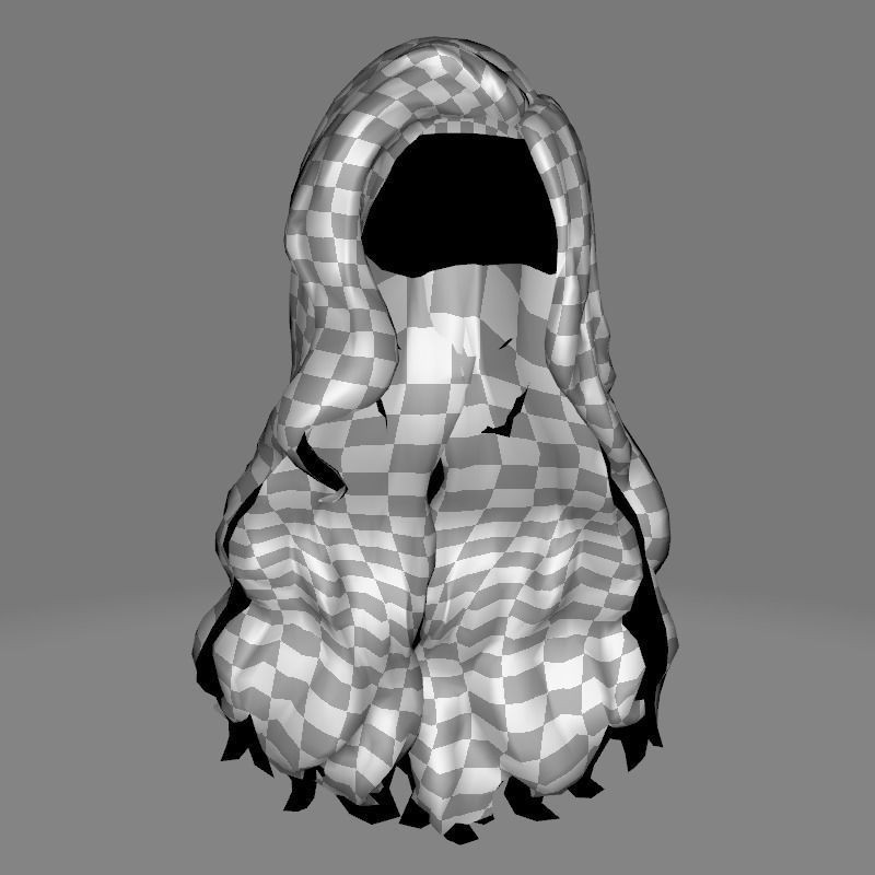 Wavy Long Hair 3D Model – Low Poly Hair Asset, PBR Textures