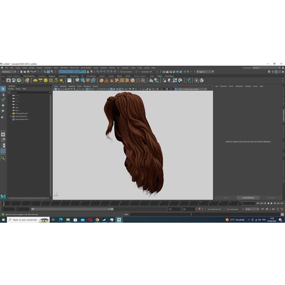 Wavy Long Hair 3D Model – Low Poly Hair Asset, PBR Textures - View 13