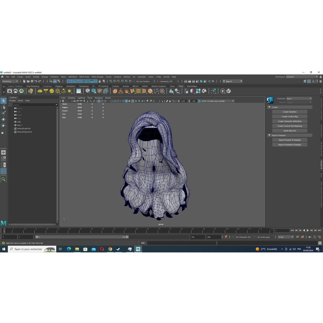 Wavy Long Hair 3D Model – Low Poly Hair Asset, PBR Textures - View 14