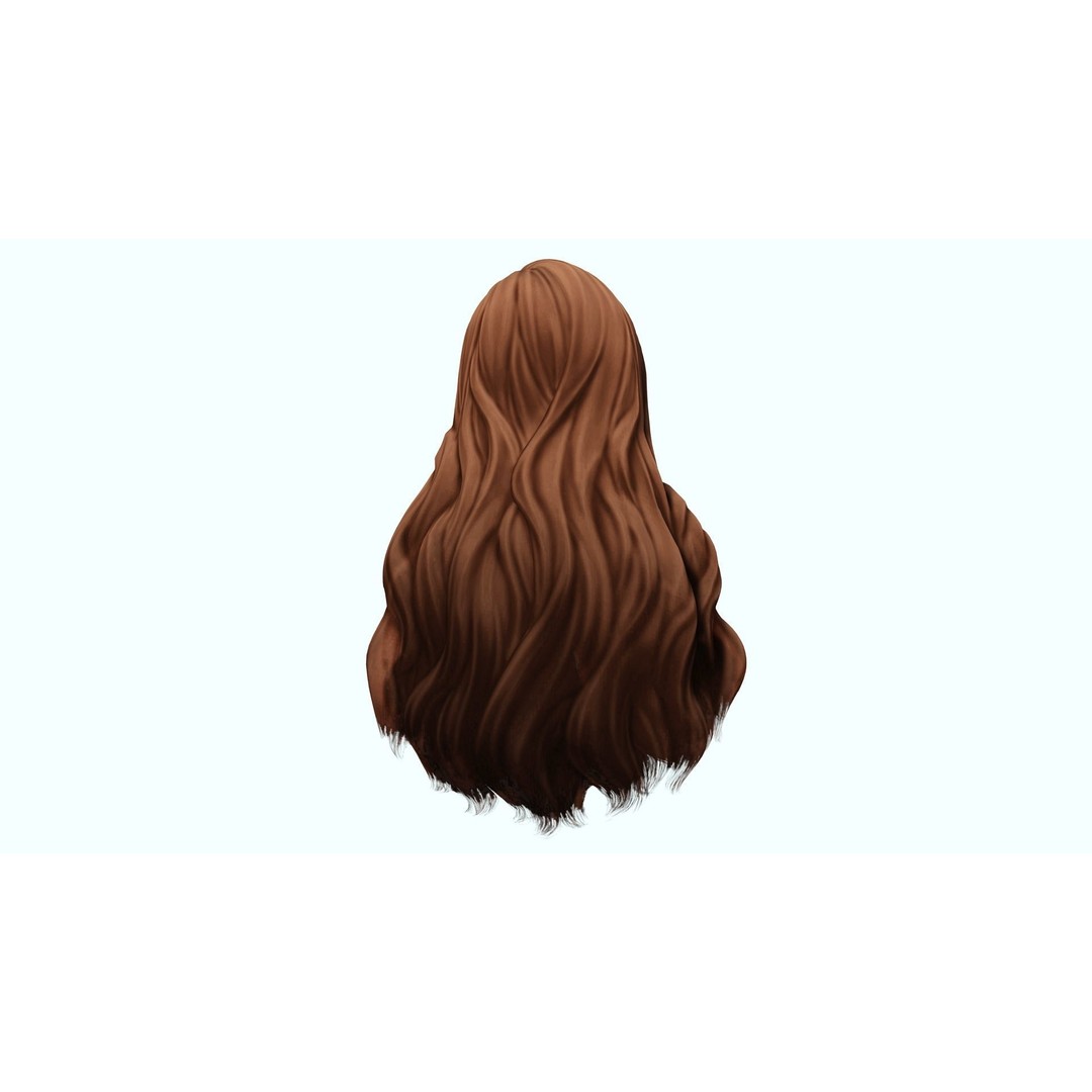 Wavy Long Hair 3D Model – Low Poly Hair Asset, PBR Textures - View 7