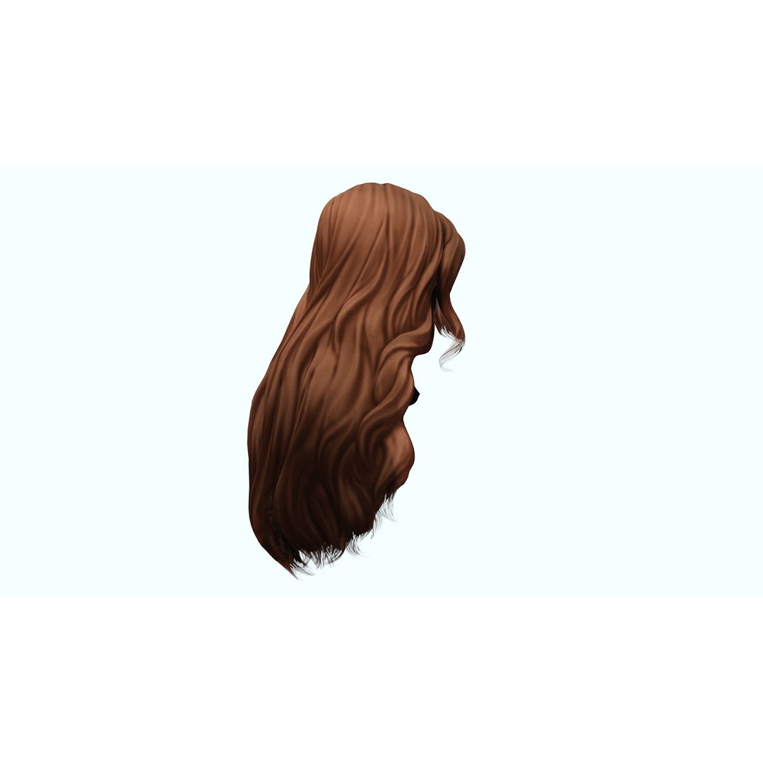 Wavy Long Hair 3D Model – Low Poly Hair Asset, PBR Textures - View 8