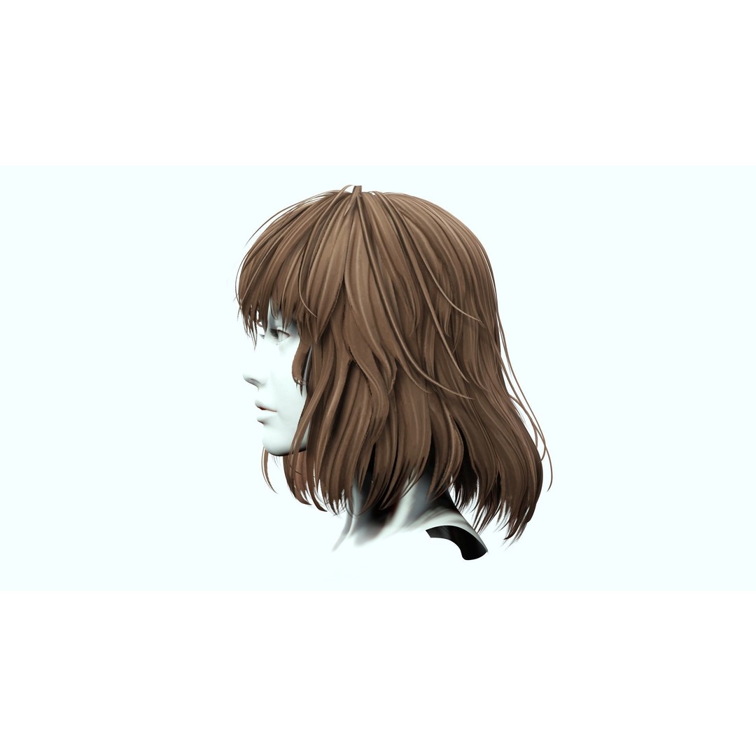 Female Short Hair 3D Model – Low Poly Customizable Game Asset, FBX - View 10