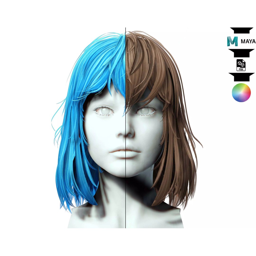 Female Short Hair 3D Model – Low Poly Customizable Game Asset, FBX - View 2