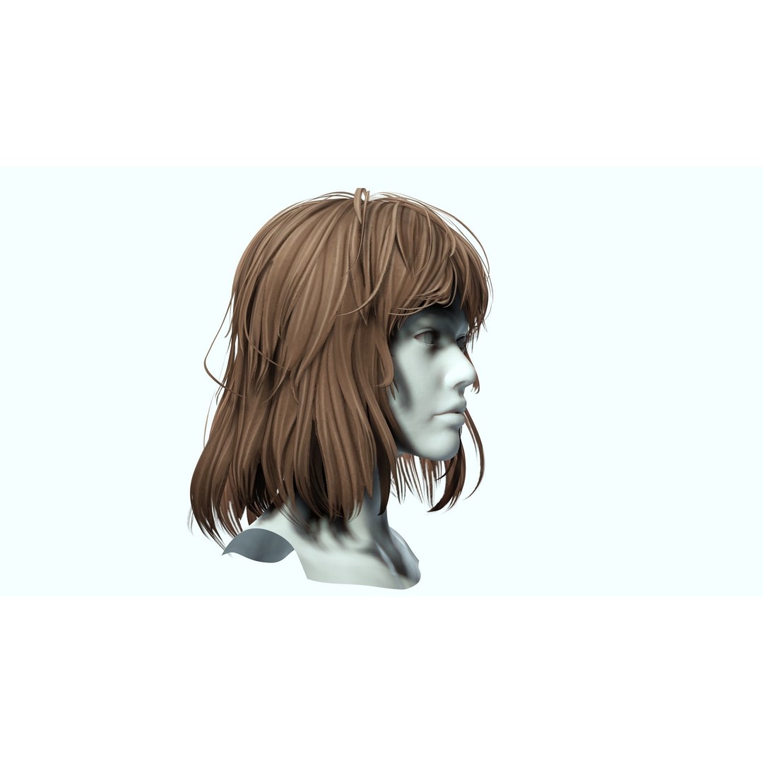 Female Short Hair 3D Model – Low Poly Customizable Game Asset, FBX - View 4
