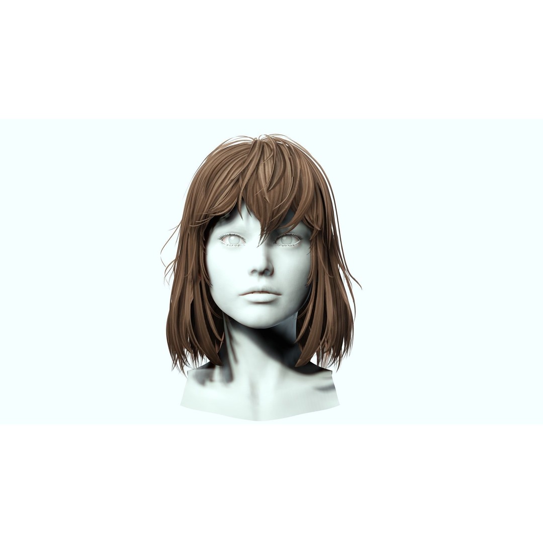 Female Short Hair 3D Model – Low Poly Customizable Game Asset, FBX - View 5