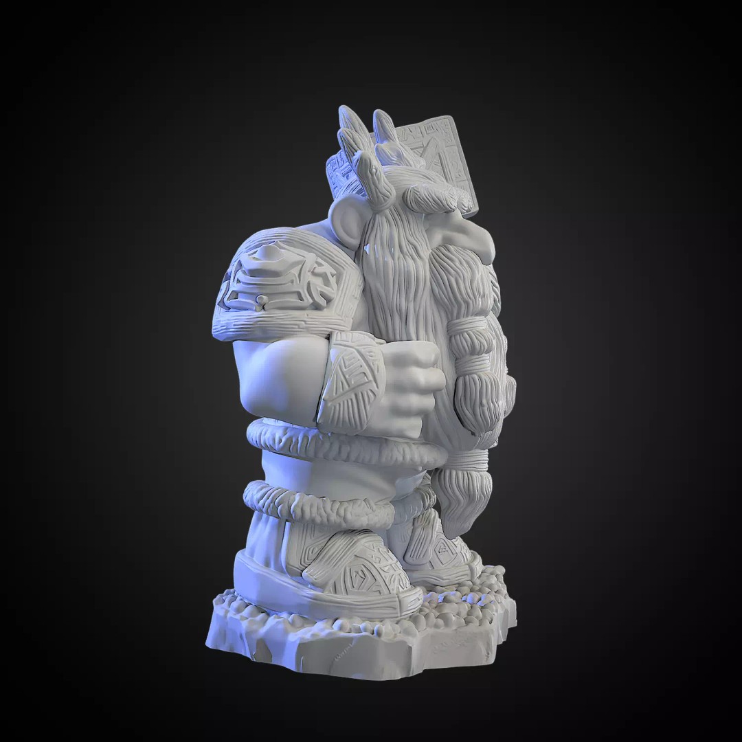 Dwarf 3D Model – Detailed Character for Game and 3D Printing, FBX - View 3