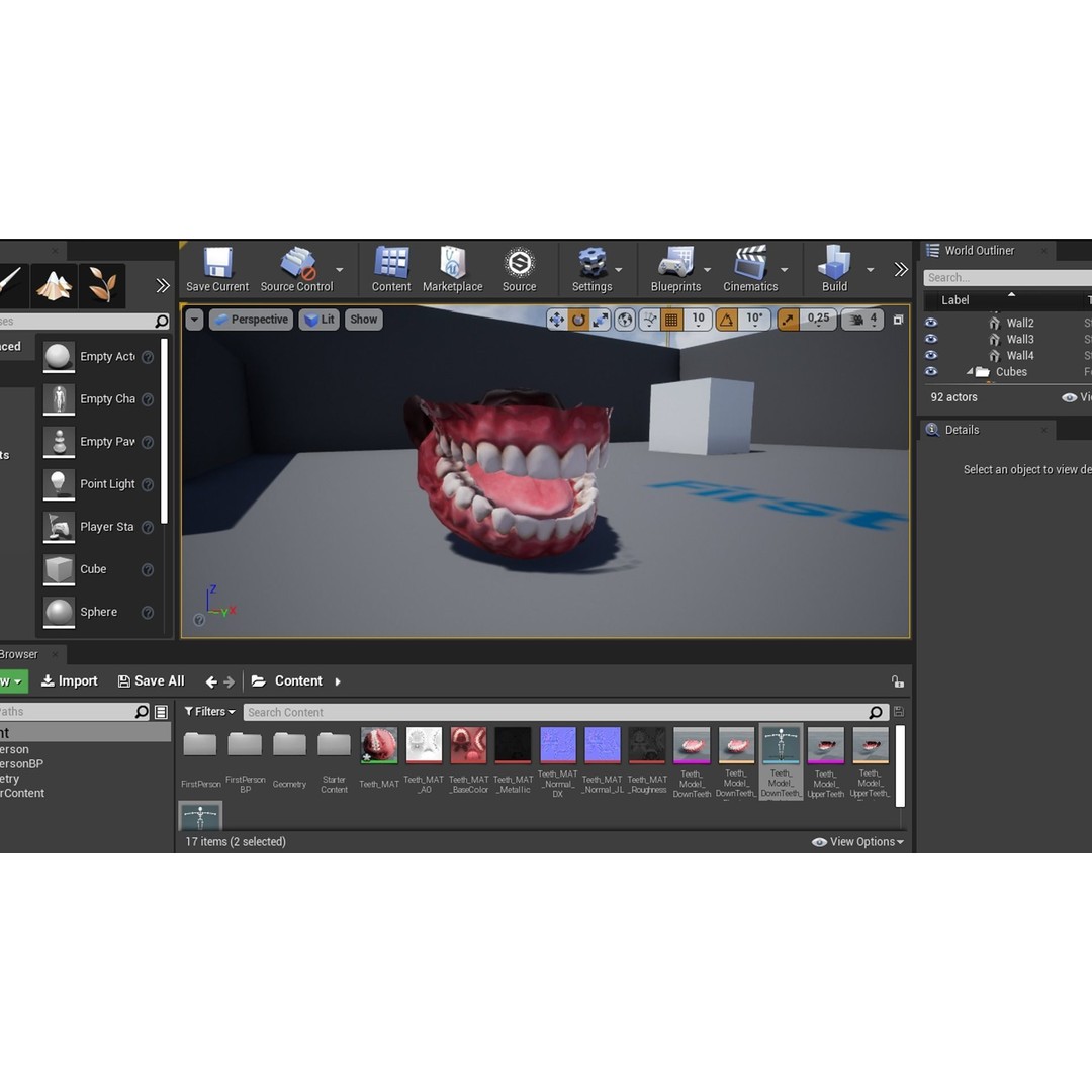 Mouth Teeth 3D Model – Low Poly Game Asset with PBR Textures - View 5