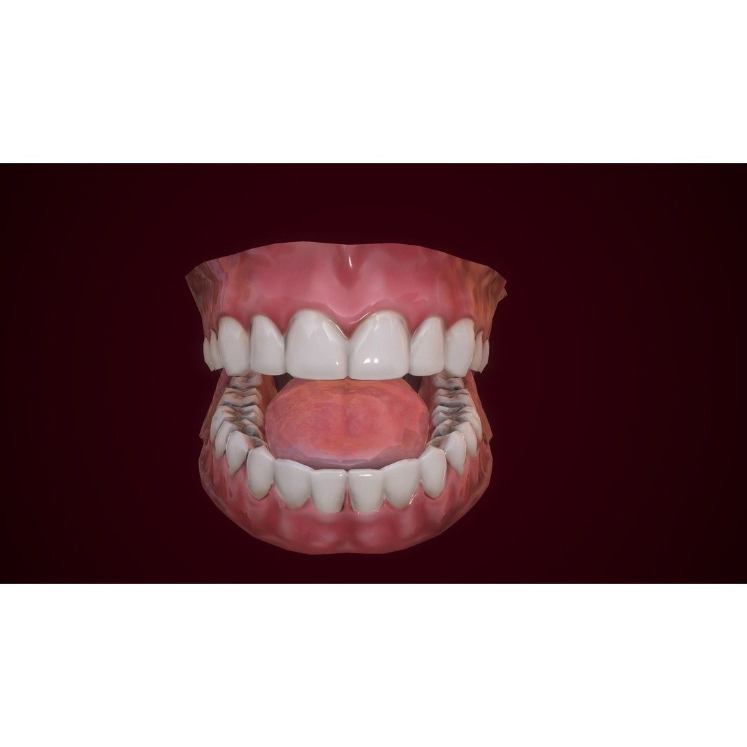 Mouth Teeth 3D Model – Low Poly Game Asset with PBR Textures - View 6
