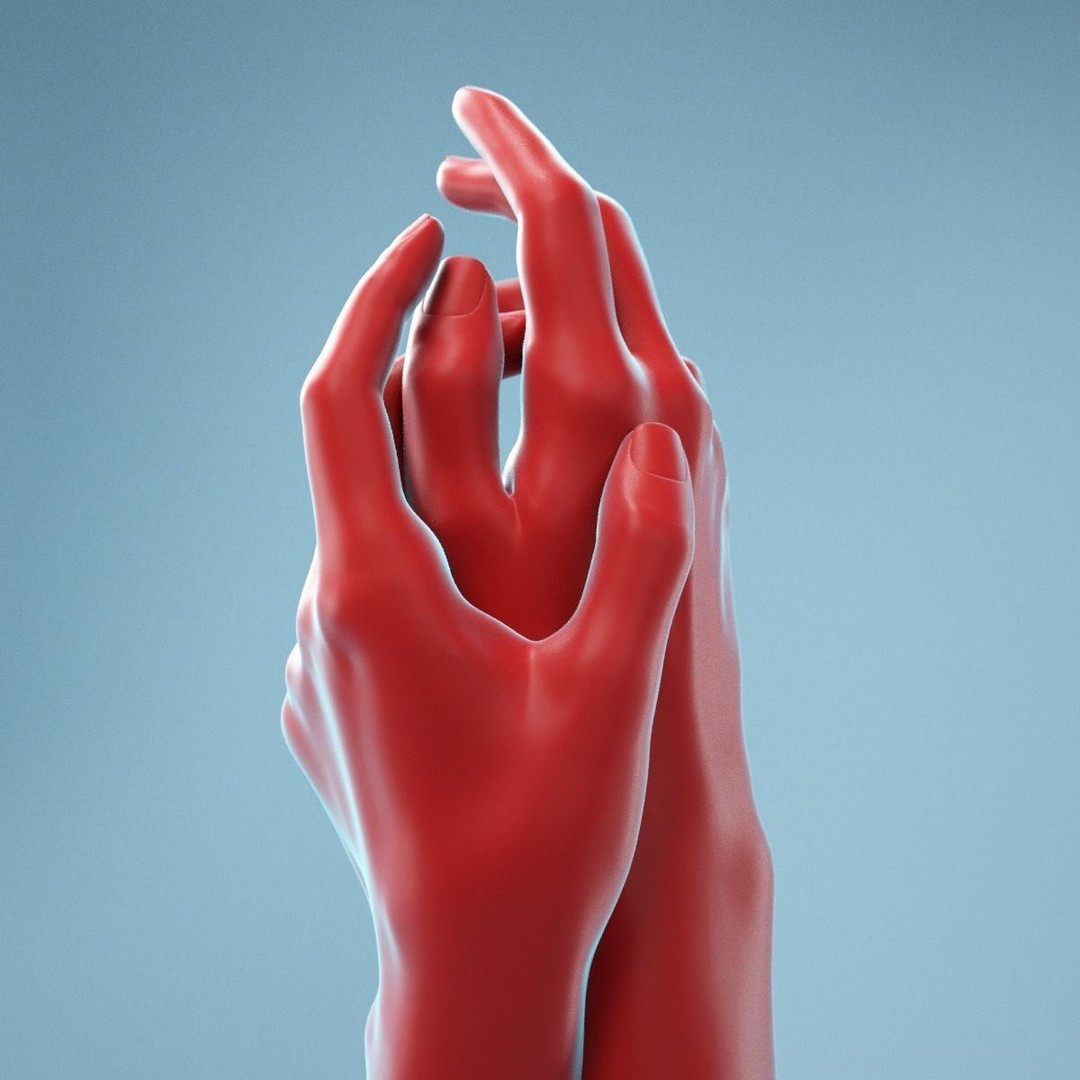 Gently Touching Realistic Hands 3D Model – High Poly Photogrammetry Asset, FBX - View 10