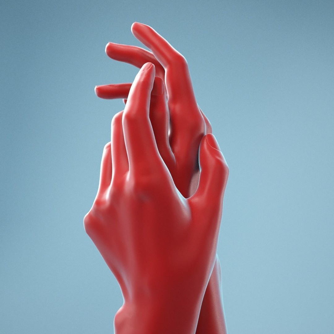 Gently Touching Realistic Hands 3D Model – High Poly Photogrammetry Asset, FBX - View 11