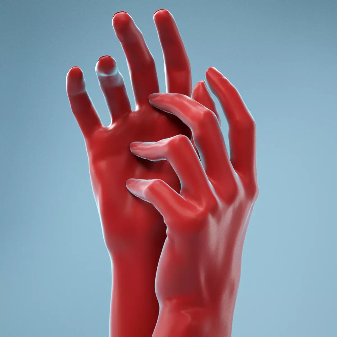 Gently Touching Realistic Hands 3D Model – High Poly Photogrammetry Asset, FBX - View 2